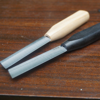 two Chiarugi wedge style reed knives, used to make oboe reeds and bassoon reeds