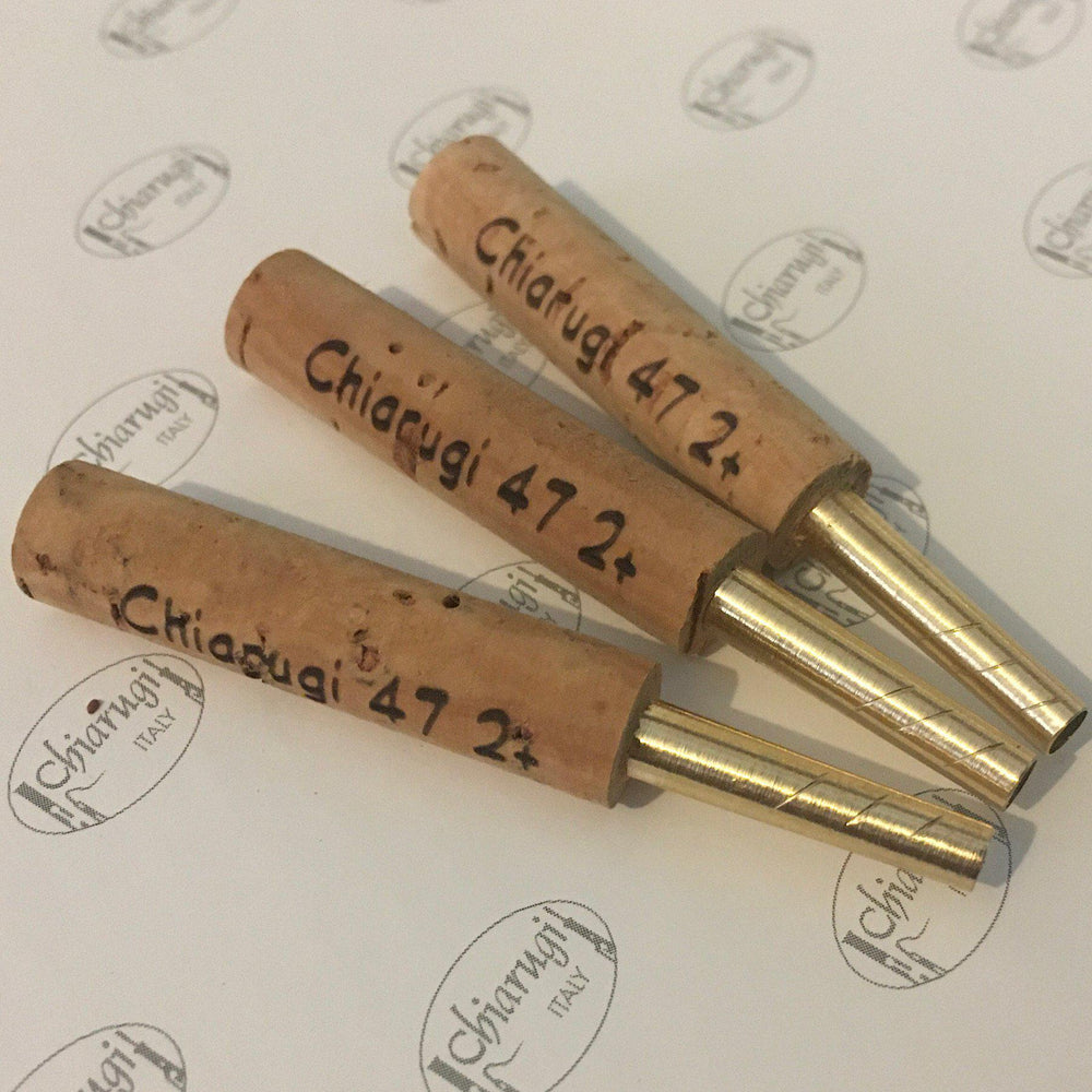 3 chiarugi oboe staples. The best oboe staples for medium shaped oboe reeds. brass tubes with natural cork. 