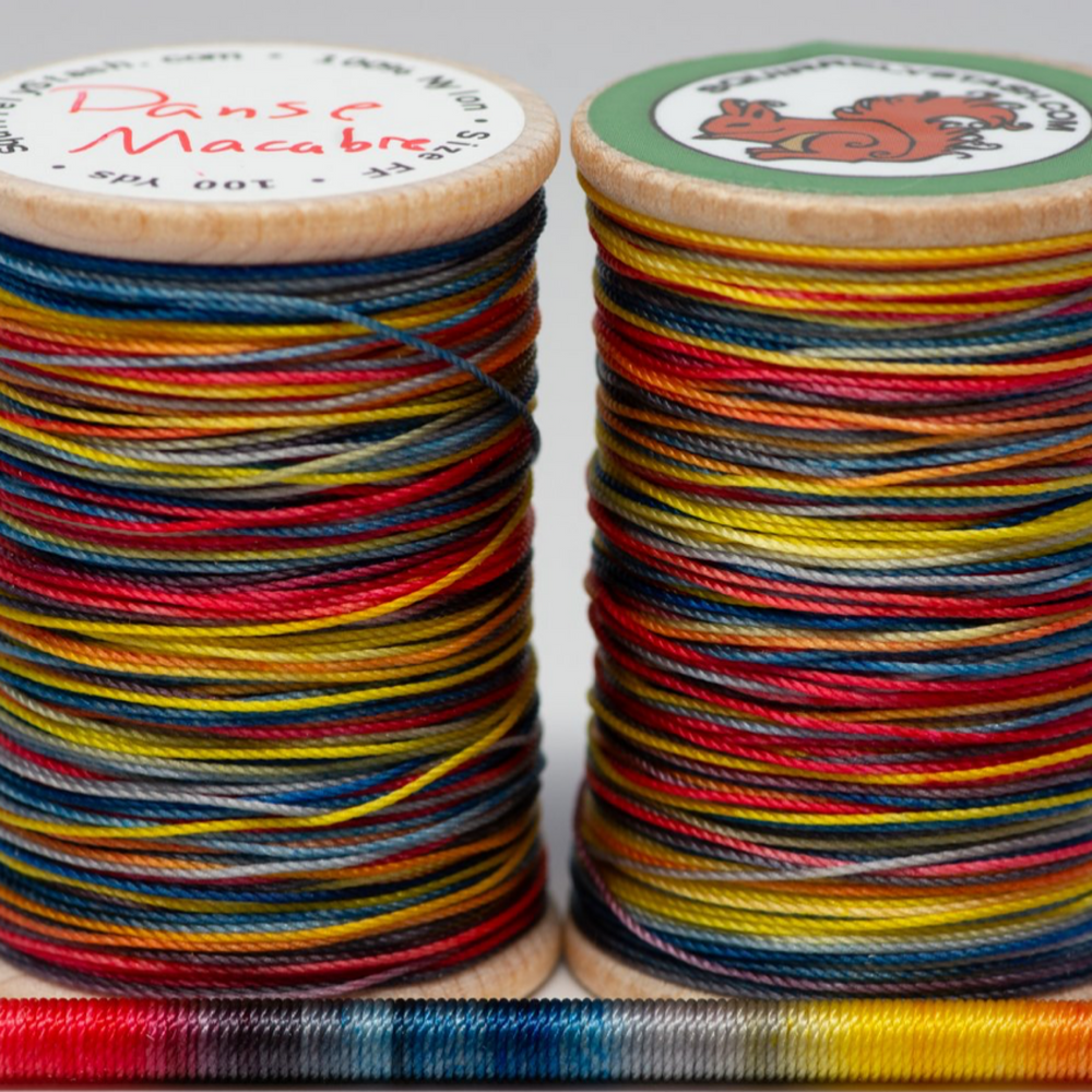 Multi colored reed thread, hand dyed bassoon and oboe reed thread FF Nylon- 100 Yds, squirrely stash reed thread 