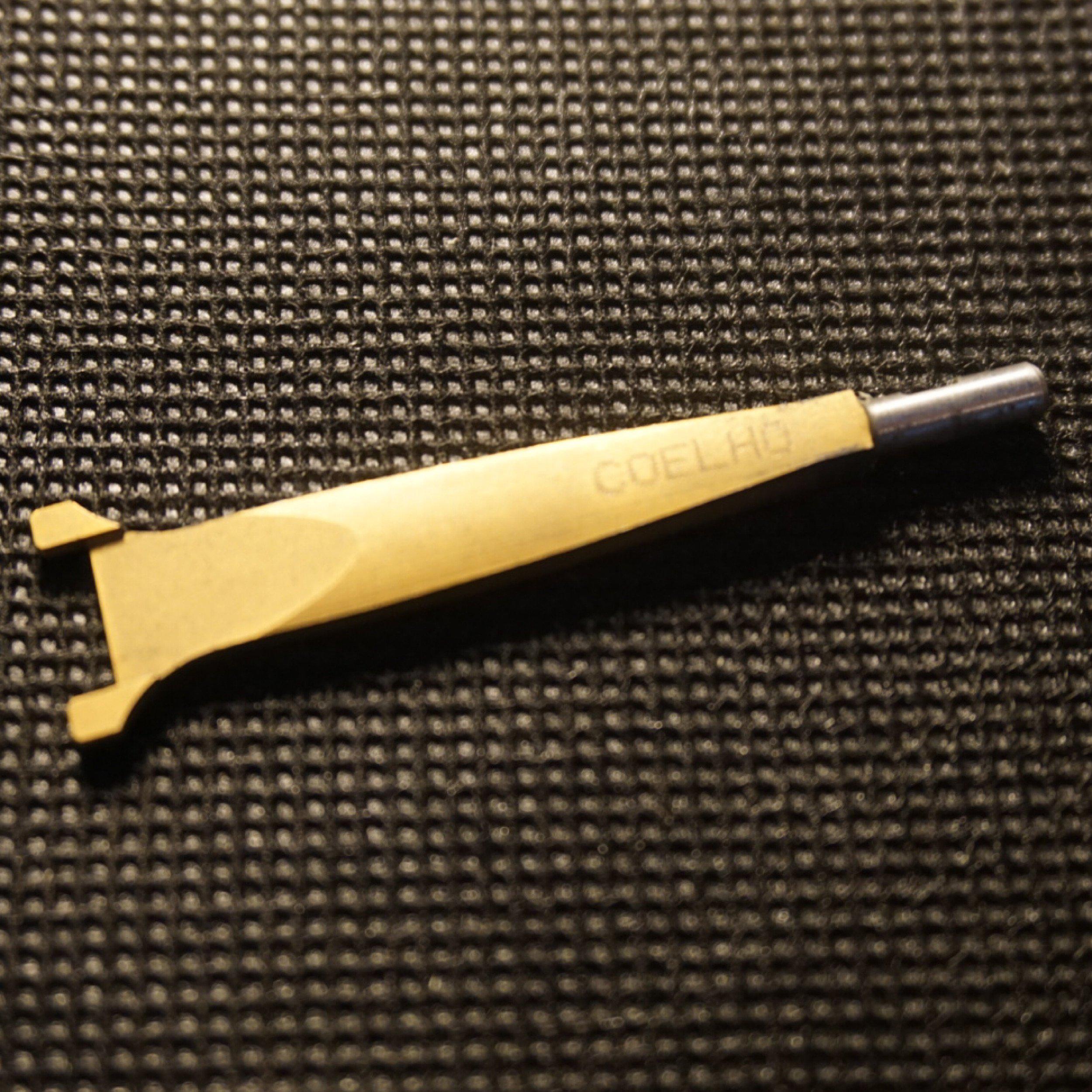 Coelho oboe shaper tip to make Gouged shaped and folded oboe cane, ready to be made into the best oboe reeds