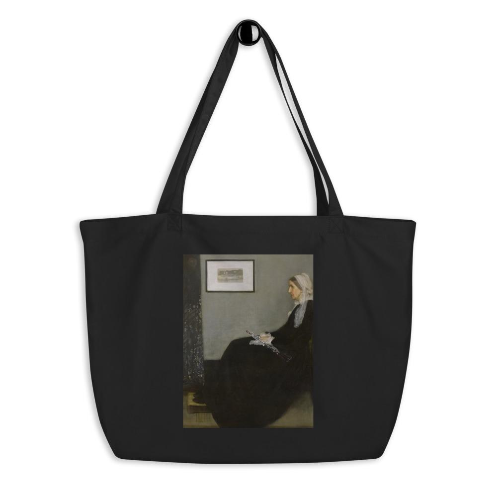 Whistler’s Mother with oboe Large organic tote bag