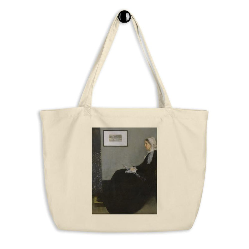 Whistler’s Mother with oboe Large organic tote bag