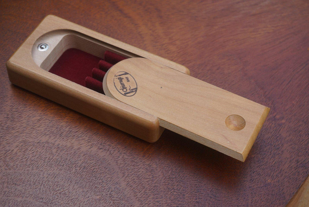 Chiarugi wooden oboe reed case, holds 4 oboe reeds